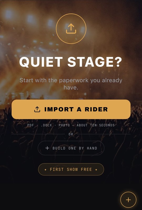 Riderline import screen offering PDF, Word document or photo upload